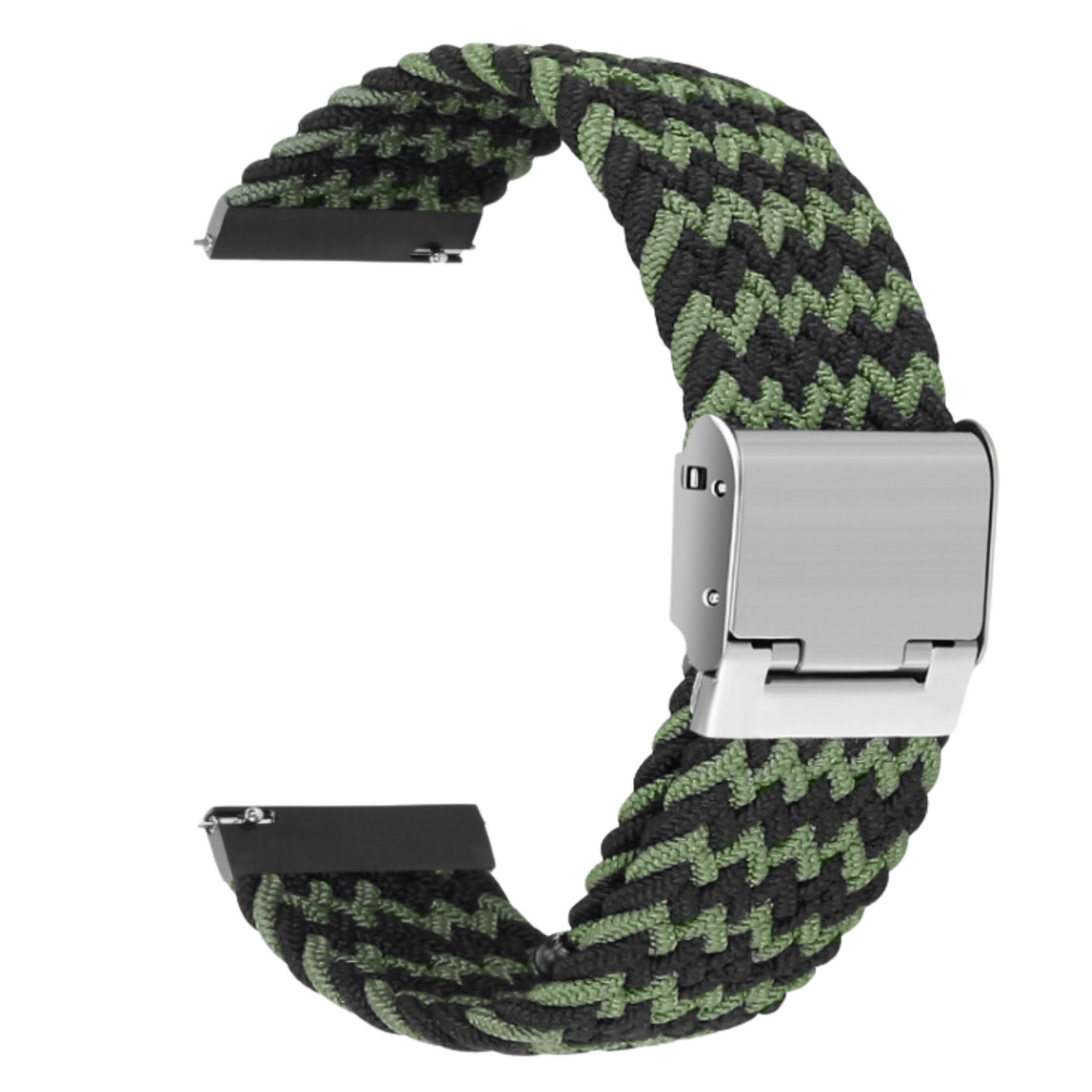 Black Green Braided Nylon Watch Band