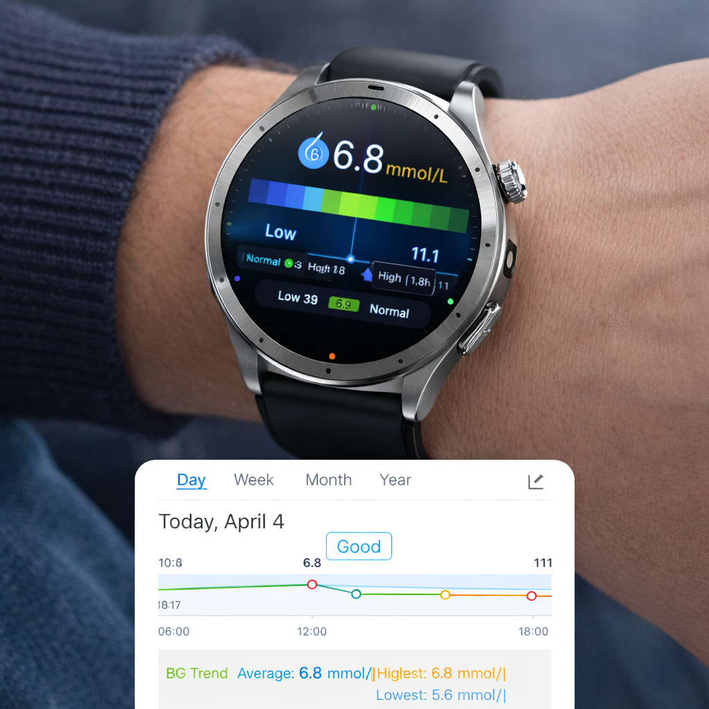 AI Health Watch on the wrist with companion app health report – VitalityWatch
