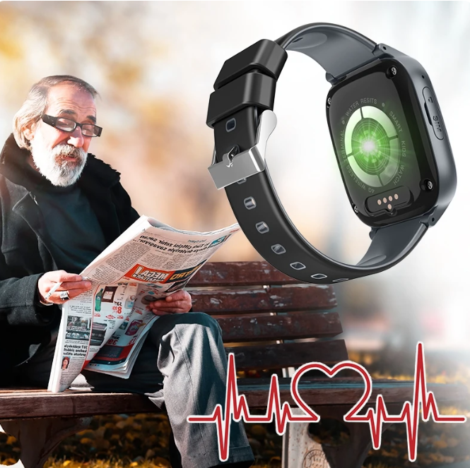 Senior wearing the Fall Detection Smartwatch with heart rate monitoring – VitalityWatch