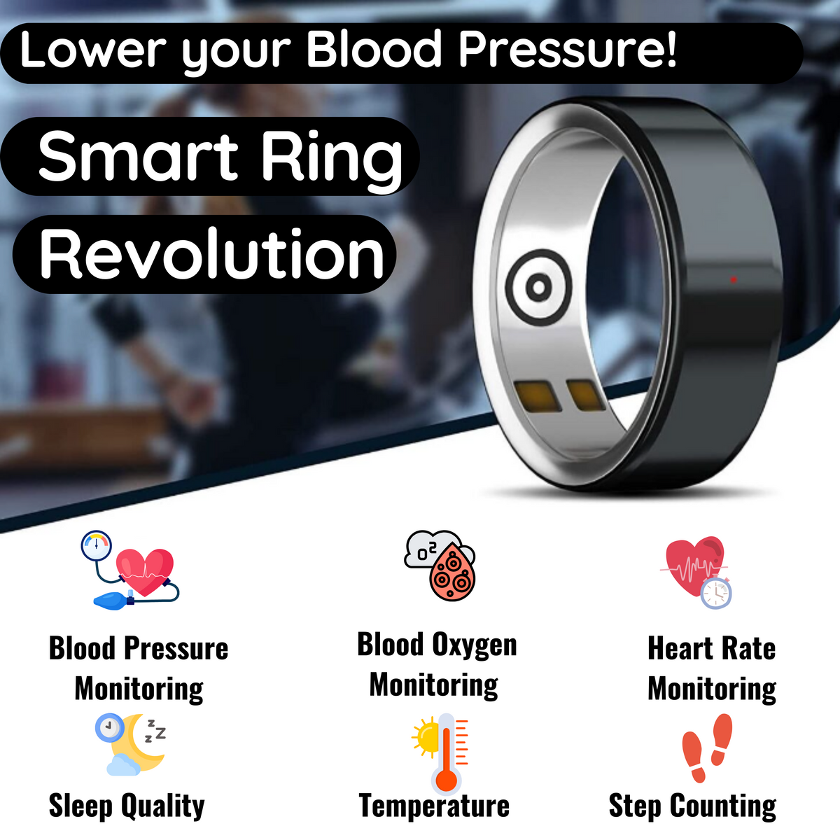 Blood Pressure Smart Ring features: blood pressure, blood oxygen, heart rate and sleep – VitalityWatch