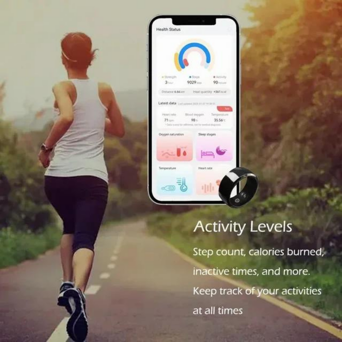 Blood Pressure Smart Ring activity levels in the app – VitalityWatch