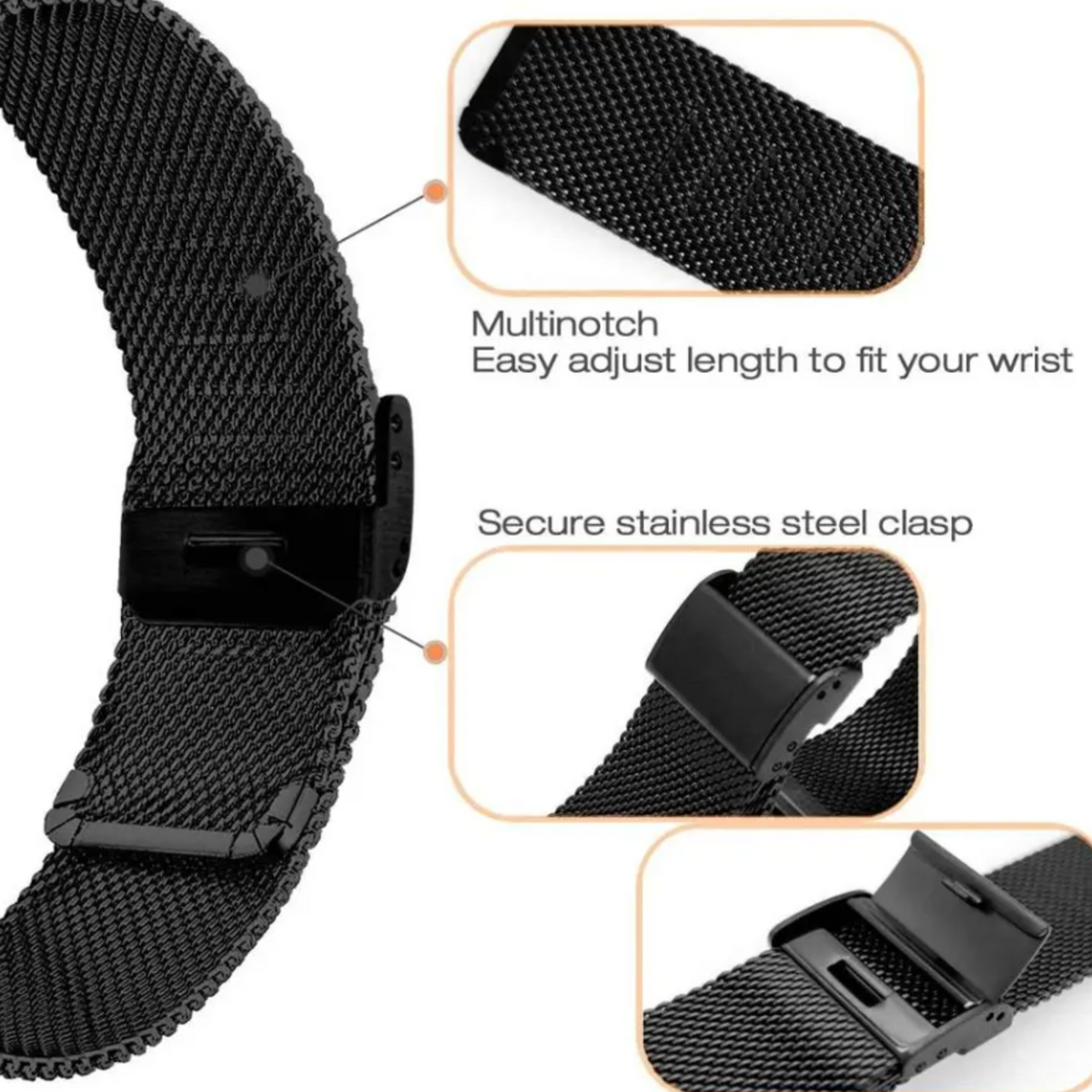 Black Milanese Loop Watch Band for VitalityWatch – image 4